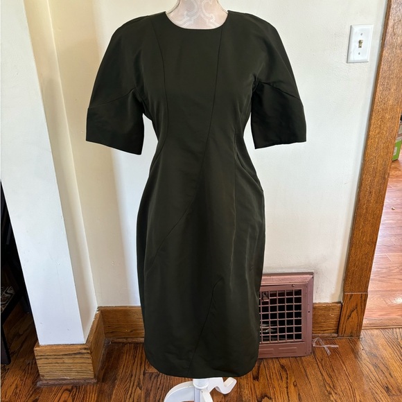COS Women's Green Puff Sleeve Knee Length Dress Size 38 - Picture 5 of 5